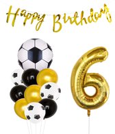 Cijfer Ballon 6 | Snoes Champions Voetbal Plus - Ballonnen Pakket | Goud en Zwart