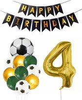 Cijfer Ballon 4 | Snoes Champions Voetbal Plus - Ballonnen Pakket | Groen en Goud