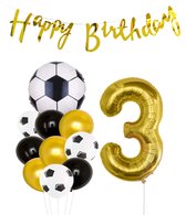 Cijfer Ballon 3 | Snoes Champions Voetbal Plus - Ballonnen Pakket | Goud en Zwart