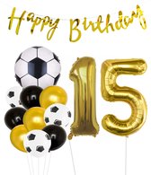 Cijfer Ballon 15 | Snoes Champions Voetbal Plus - Ballonnen Pakket | Goud en Zwart