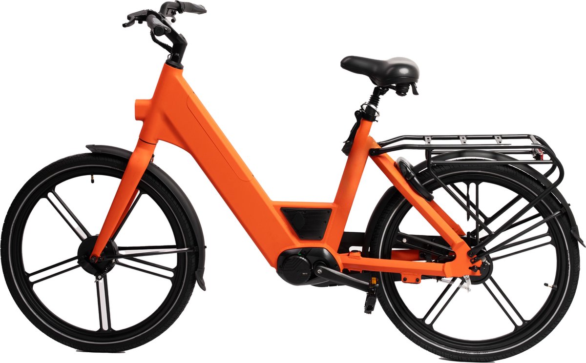 Ostrichoo Caesar E-Bike (oranje): Revolutionaire 540WH FastCap Batterij – Snelste Oplaadtechnologie, 120km Bereik, Brandveilig, Bafang Middenmotor, Onderhoudsvrij Comfort met Antilek Banden