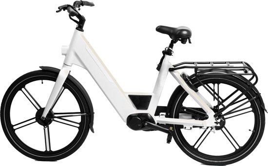 Ostrichoo Caesar E-Bike (wit): Revolutionaire 540WH FastCap Batterij – Snelste Oplaadtechnologie, 120km Bereik, Brandveilig, Bafang Middenmotor, Onderhoudsvrij Comfort met Antilek Banden