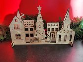LBM - village de Noël en bois - set parties 1 à 7 - 27 x 16 cm