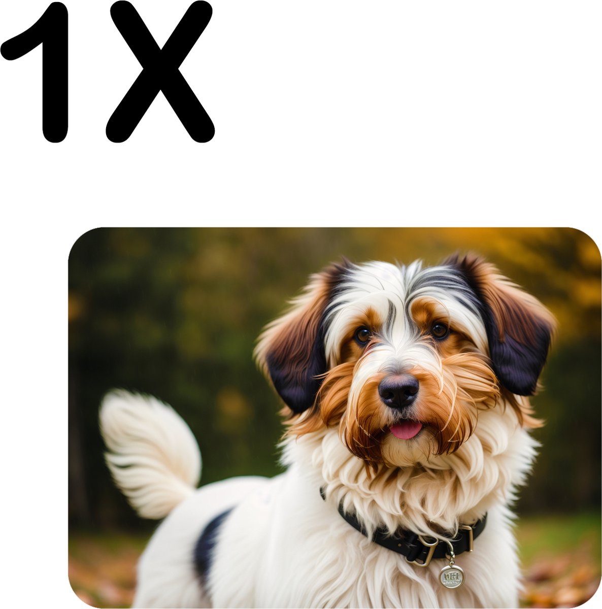 BWK Flexibele Placemat - Schattig Hondje in het Park - Set van 1 Placemats - 40x30 cm - PVC Doek - Afneembaar
