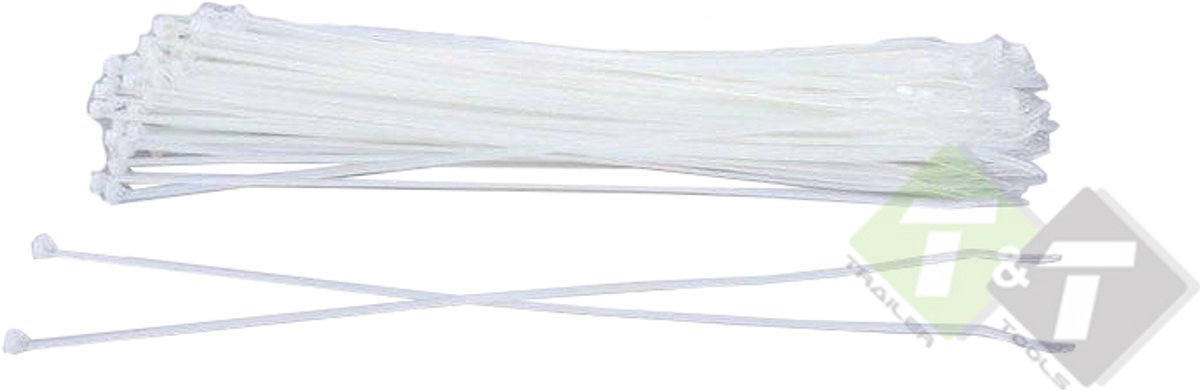 Kabelbinders Wit 2,5 x 100 mm, Tiewraps, Tieraps, 100 delig