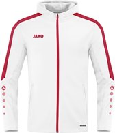 JAKO Power Jas met Capuchon Kind Wit-Rood Maat 128