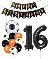 Cijfer Ballon 16 | Snoes Champions Voetbal Plus - Ballonnen Pakket | Oranje en Zwart