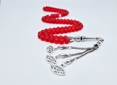 Tasbih 99 Kralen Natuursteen "Rode kwarts" – Met tassel Metaal -Tasbeeh 8 mm diameter van de korrel - Model18- Een cadeau voor Moederdag en Vaderdag