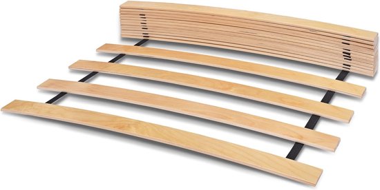 Rolling Frame 90 x 200 cm for Bed – High-Quality Slatted Slatted Frame 17 Curved Birch Wood Slats Connected to Band Slatted Frames Wooden Slats Foldable Designed for Spring and Foam Mattresses