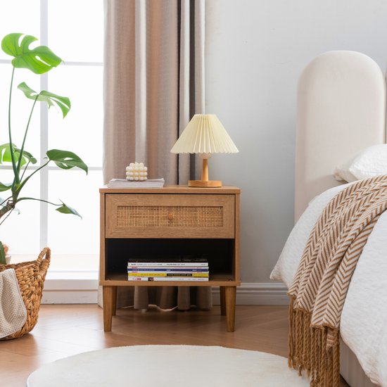 Set 2 Vintage Nachtkastjes Rotan Kast Retro Nachtkastje Rieten | Nachtkastje | Vintage