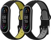 kwmobile 2x armband geschikt voor Xiaomi Mi Smart Band 6 / Mi Band 6 / Band 5 - Bandjes voor fitnesstracker in zwart / grijs / zwart / geel