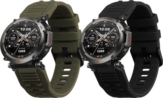 Bracelet Kwmobile Pour Amazfit T-Rex 3 - Cuir Et Silicone Ajustable 14-22 Cm - Marron-noir
