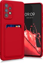 kwmobile telefoonhoesje geschikt voor Samsung Galaxy A52 / A52 5G / A52s 5G - Hoesje met pasjeshouder - TPU case in rood