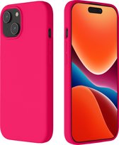 kalibri Siliconen telefoonhoesje geschikt voor Apple iPhone 15 hoesje - Schokbestendig smartphone hoesje met microvezelvoering - neon roze