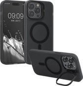 kwmobile Telefoonhoesje geschikt voor Apple iPhone 14 Pro - Met beschermrand en standaard - Smartphone hoesje - zwart / transparant