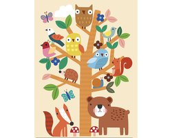foto van Schilderen op Nummer Set - Kind 6+ - Bosdieren Boom Vogels & Uilen - Plaat Karton + Bonusplaat - incl. Verf & Penselen - 18x24cm