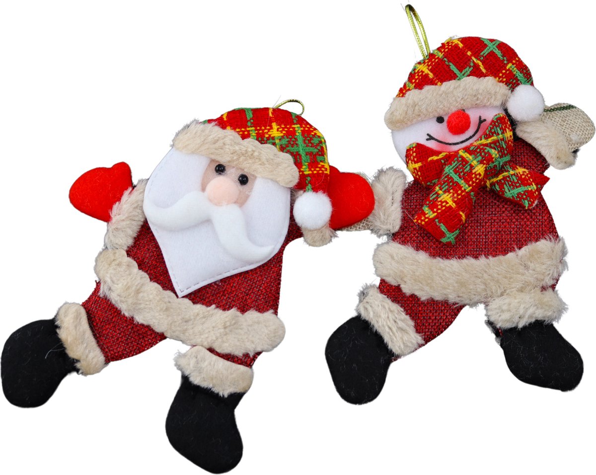 Figurine Père Noël URBNLIVING - Déco Sapin Noël (Rouge, 30 Cm)