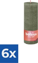 Bolsius Kaars - Rustieke Stompkaars- Olijf Groen - Voordeelverpakking 6 stuks