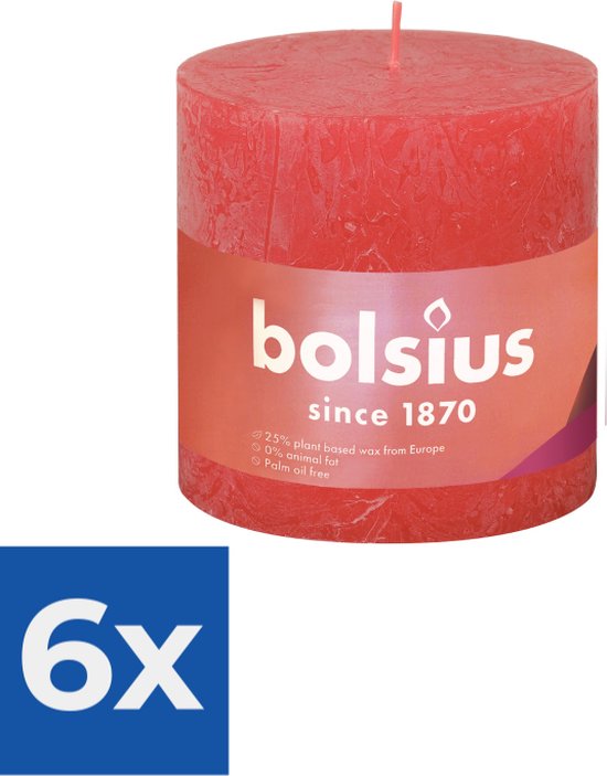 Bolsius Stompkaars Blossom Pink Ø100 mm - Hoogte 10 cm - Roze - 62 branduren - Voordeelverpakking 6 stuks