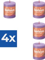 Bolsius Stompkaars Vibrant Violet Ø68 mm - Hoogte 8 cm - Violet - 35 Branduren - Voordeelverpakking 4 stuks