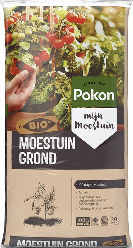 Pokon Bio Moestuingrond - 20l - Potgrond Moestuin - 100 dagen voeding