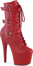 Pleaser - ADORE-1043 Plateau Laarzen, Paaldans schoenen - US 6 - 36 Shoes - Rood