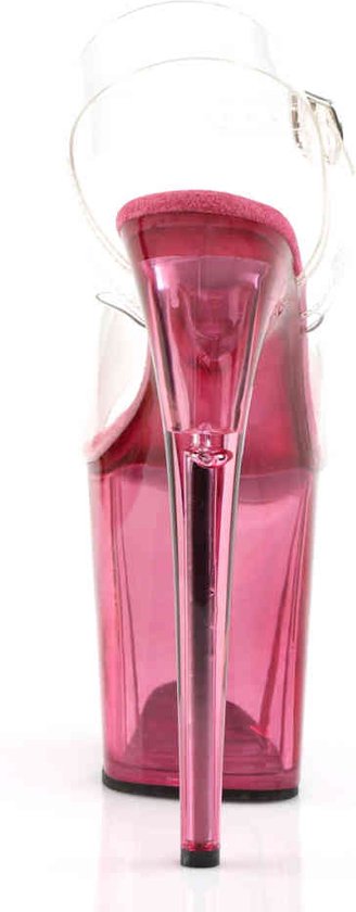 Pleaser - FLAMINGO-808T Sandale avec bride à la cheville, chaussures de pole dance - US 11 - 41 Chaussures - Rose/Transparent