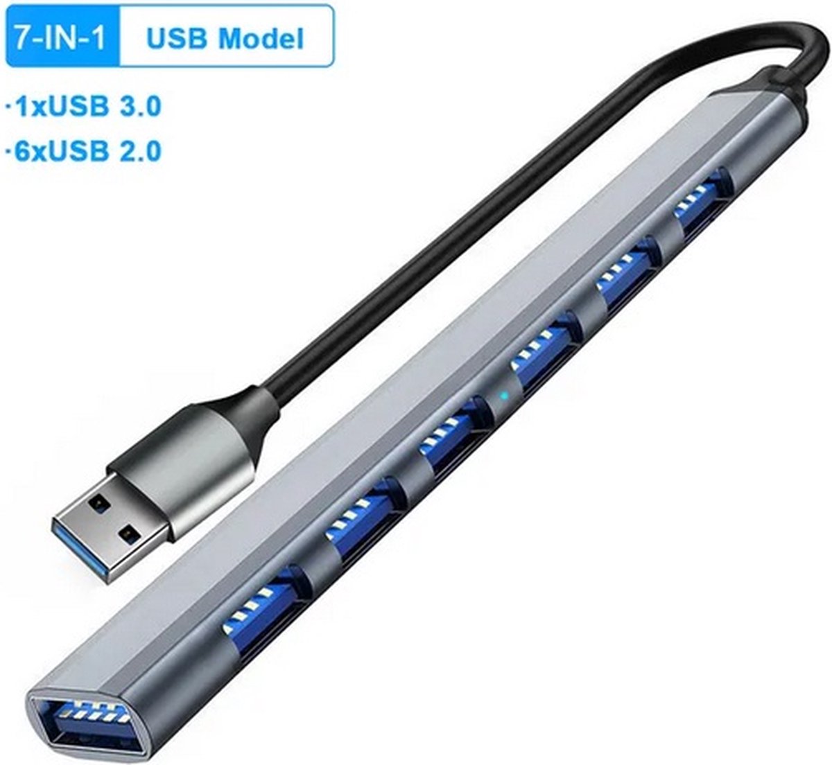 7 IN 1 USB 3.0 Hub - 7-poorts - Multi Splitter - Hoge Snelheid 5Gbps voor Pc Computer USB - Multipoort USB