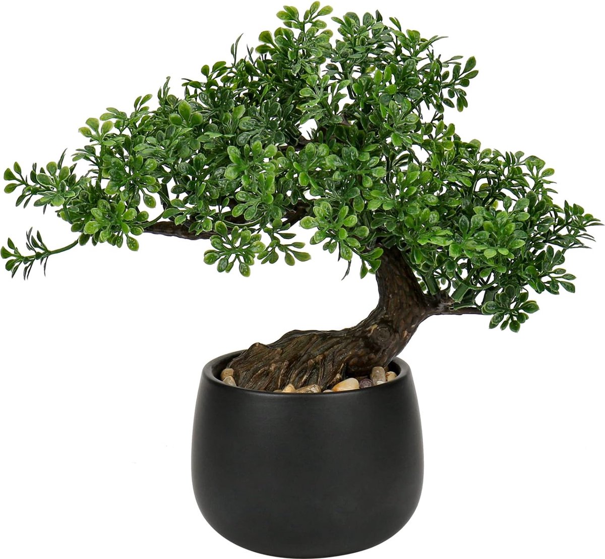 25 cm kunstplant bonsai boom in keramische pot kunstmatige planten esthetische Japanse bonsai decoratie voor woonkamer slaapkamer badkamer vensterbank decoratie Podocarpus kunstbonsai