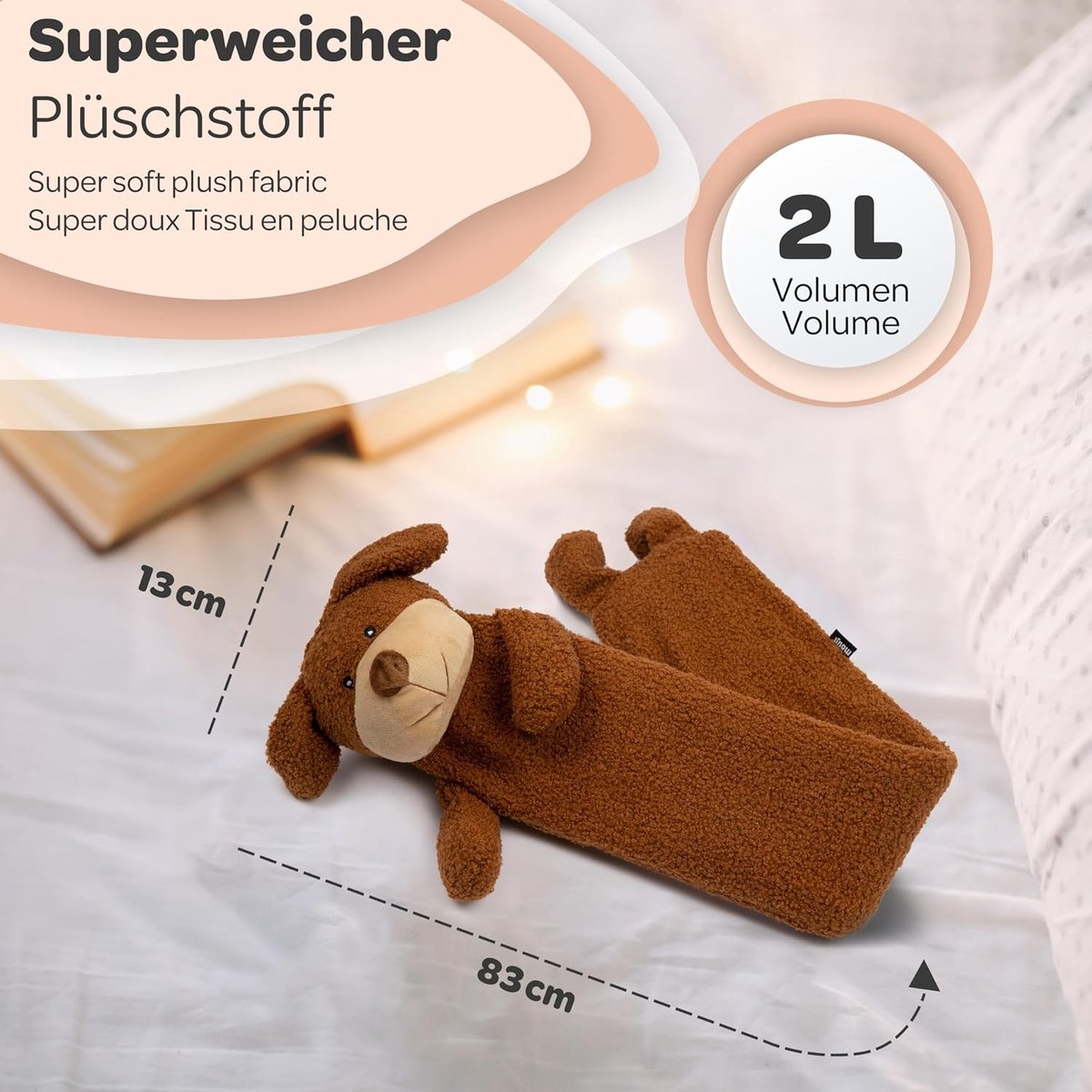 Chauffe Pied, Bouillotte De 1l Avec Housse En Peluche Douce