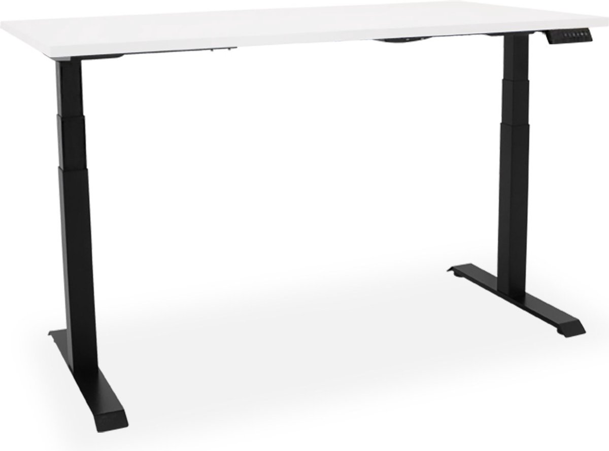 Officetopper Essential elektrisch zit-sta bureau - 140x80cm - wit/zwart