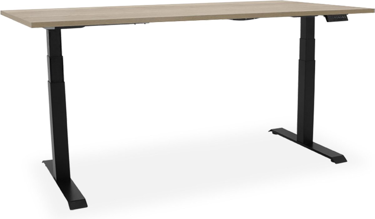 Essential elektrisch zit-sta bureau - 200x80cm -medium oak/zwart