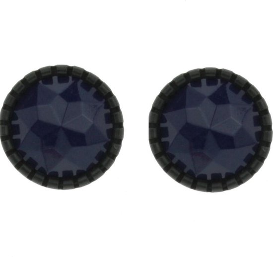 Behave - Oorsteker Damers - Rond 2 cm - Zwart met Donker Blauw
