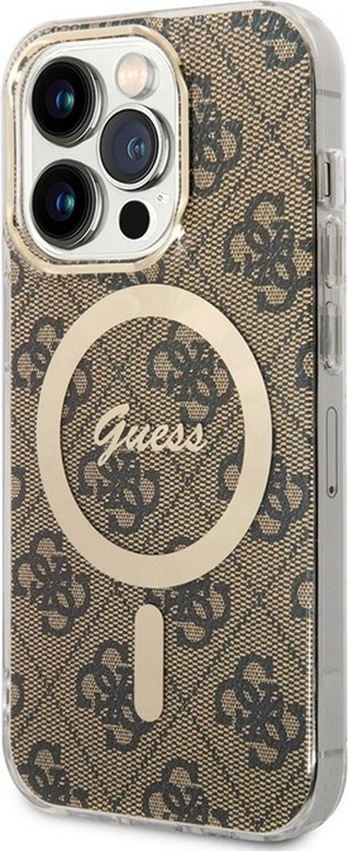 Guess 4G Back Case (MagSafe Compatible) - Geschikt voor Apple iPhone 14 Pro Max (6.7") - Bruin