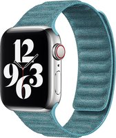 By Qubix Denim nylon bandje - Lichtblauw - Geschikt voor Apple Watch 42mm - 44mm - 45mm - Ultra - 49mm - Compatible Apple watch bandje - smartwatch