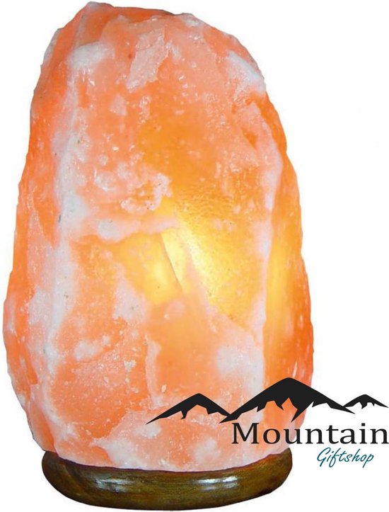 Himalaya Zoutlamp - Mountain Light - 2-3kilo - Houten voet - incl snoer en lampje