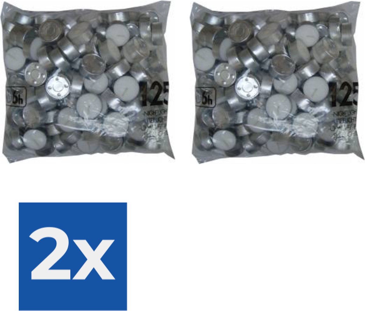 Theelichten 125 stuks 6 uurs Voordeelverpakking 2 stuks