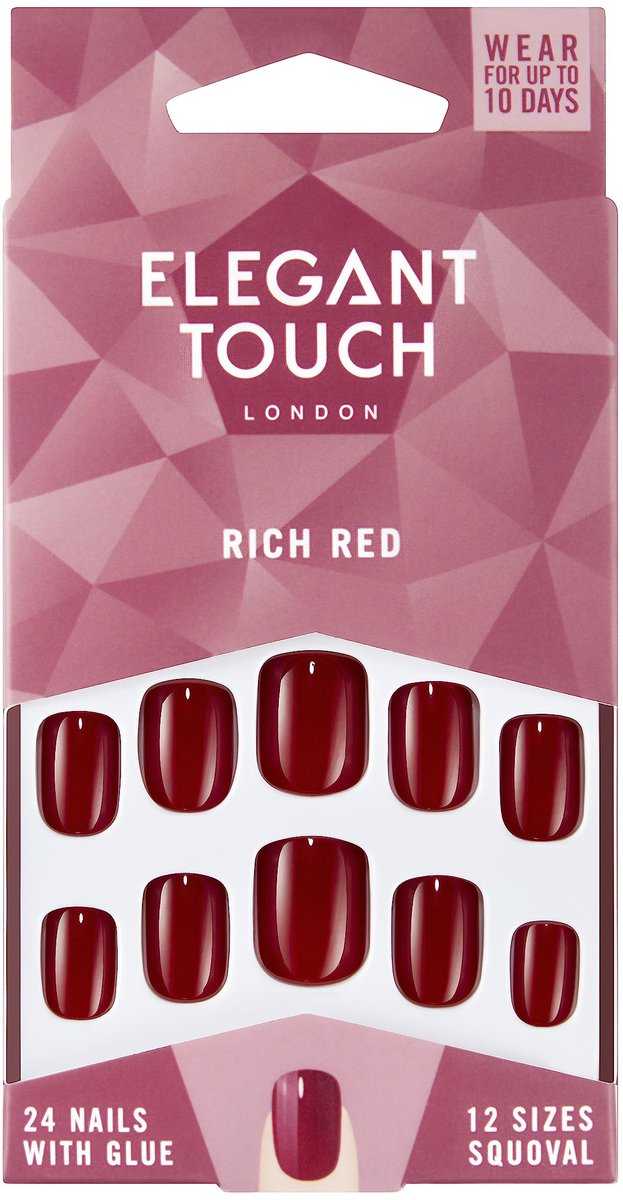 Elegant Touch Rich Red Nails - Kunstnagels - Nagels - Press on nails - Plaknagels - Nepnagels - 24 stuks - Beste Kwaliteit