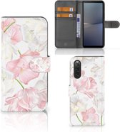 Coque Téléphone Sony Xperia 10 V PU Premium Housse pour Belles Fleurs Cadeau d'anniversaire Petite Amie