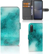 Portefeuille Sony Xperia 10 V Cuir PU Portefeuille Livre Peinture Bleu