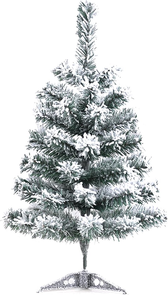 Kunstmatige sneeuwbedekte kerstboom, 45 cm, kunstkerstboom, mini-kerstboom, kleine kerstboom, mini-dennenboom voor tafel, wit