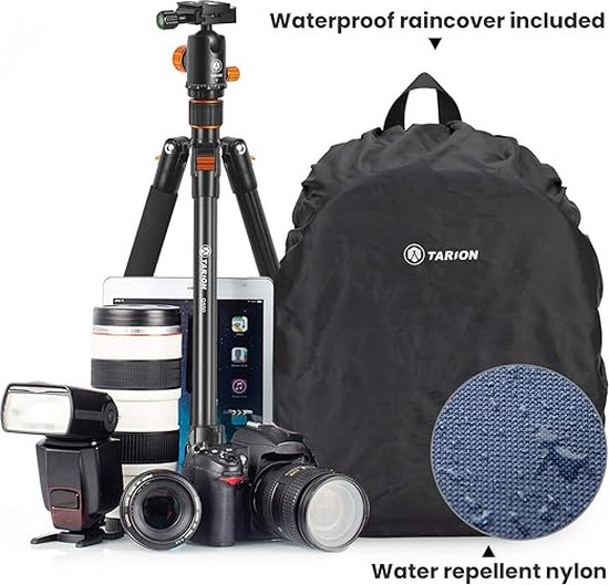 Foto: Camerarugzak kleine spiegelreflex fotorugzak waterdicht cameratas licht en compact met regenhoes blauw