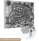 Un plan historique de la vieille ville de Venlo en plexiglas noir et blanc - Carte 80x60 cm - Tirage photo sur Glas (décoration murale en plexiglas)