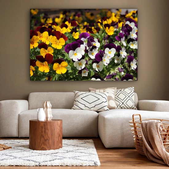 Toile Peinture Violettes Colorées - 180x120 cm - Décoration murale XXL