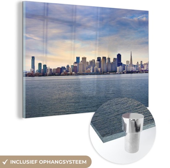 MuchoWow® Glasschilderij - San Francisco - Water - Zon - 30x20 cm - Acrylglas Schilderijen - Foto op Glas