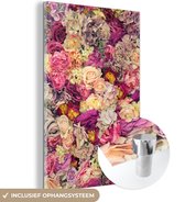 MuchoWow® Peinture sur verre - Fleurs - Roses - Romantique - 80x120 cm - Peintures sur verre acrylique - Photo sur Glas