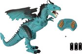 RC Dragon met Licht en Geluid - Draak Spuugt 'Vuur' en heeft Bewegende Vleugels - Radiografisch Bestuurbare Dino - Met Batterijen