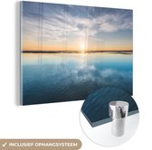 MuchoWow® Glasschilderij 120x80 cm - Schilderij acrylglas - Waddeneilanden - Water - Zon - Foto op glas - Schilderijen