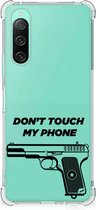 Cover Case Geschikt voor Sony Xperia 10 V Telefoonhoesje met doorzichtige rand Pistol Don't Touch My Phone