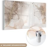 MuchoWow® Peinture sur Verre - Marbre - Or - Sépia - 120x60 cm - Peintures sur Verre Peintures - Photo sur Glas